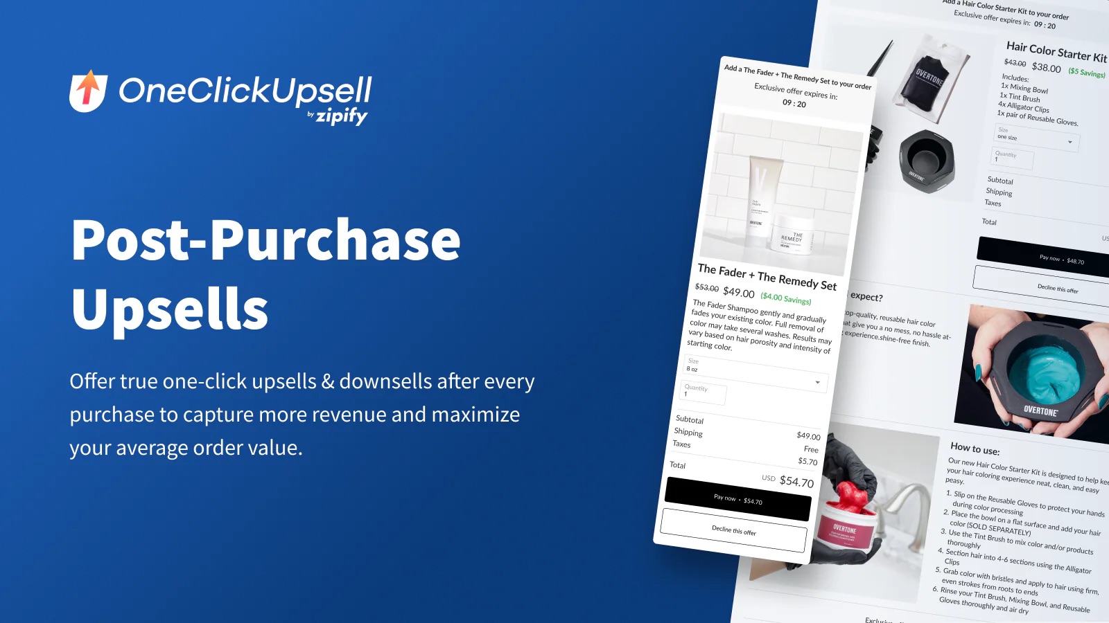 Zipify OCU funnel split-testing dashboard